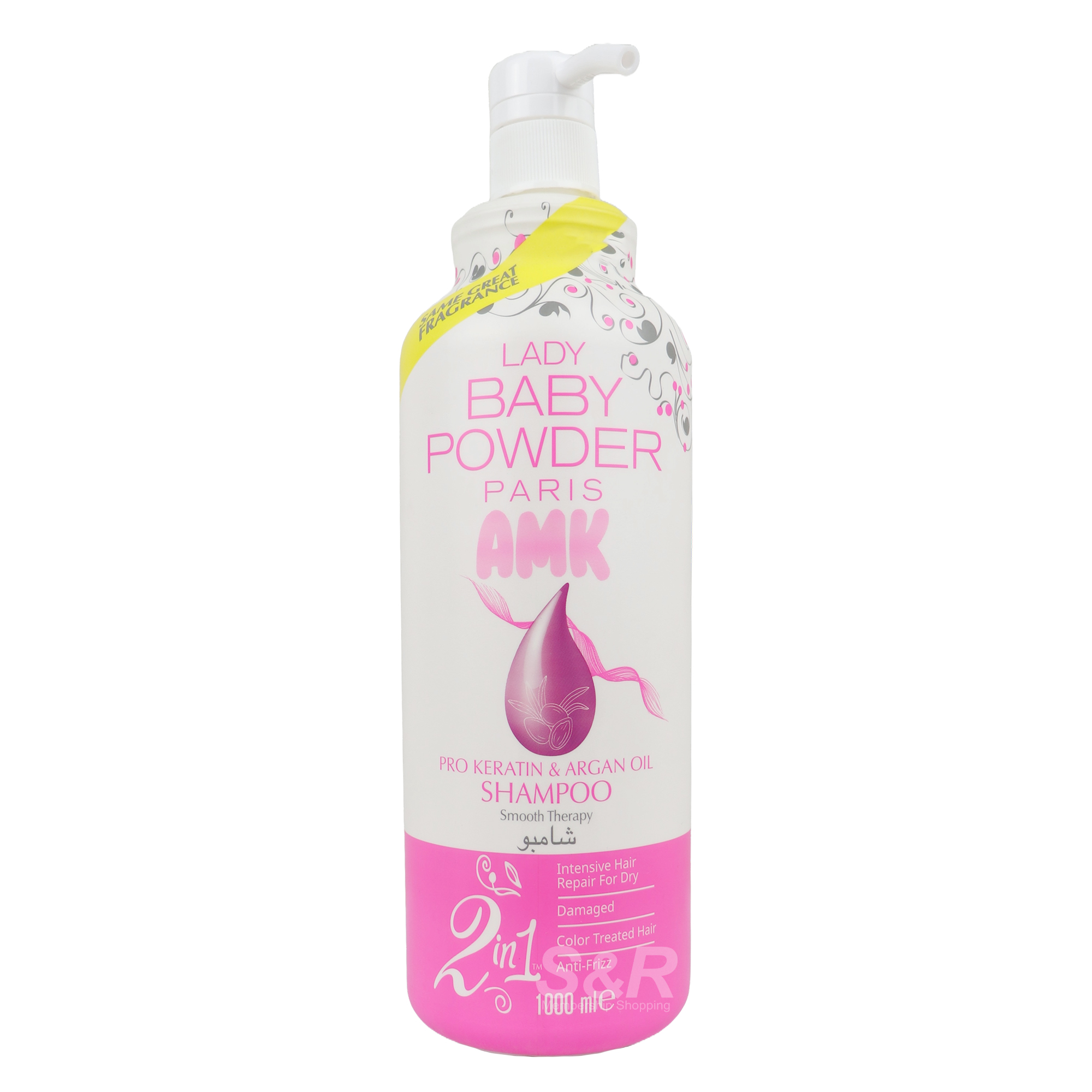 Lady Baby Powder Paris AMK Pro Keratin and Argan Oil Shampoo Pink 1L Lady Baby Powder Paris AMK Pro Keratin and Argan Oil Shampoo Pink 1L